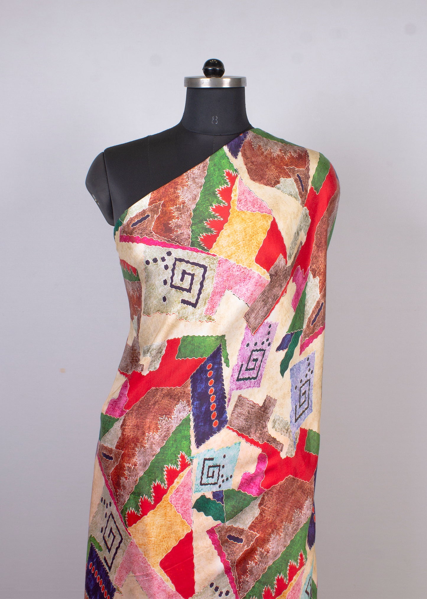 Artistic Abstract Digital Print on Pure Multicolor Modal Silk Fabric - Pure Modal Silk 1015 Multicolor 3