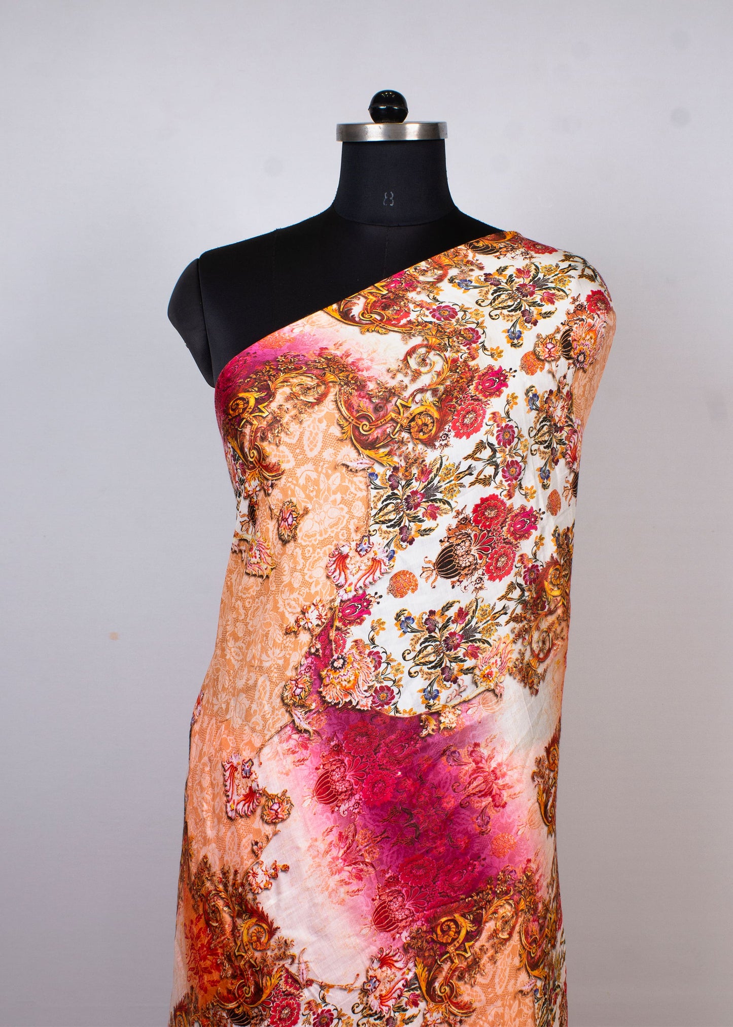 Artistic Ethnic Motif Digital Print on Multicolor Pure Modal Silk Fabric - Pure Modal Silk 1020 Multicolor Image 3