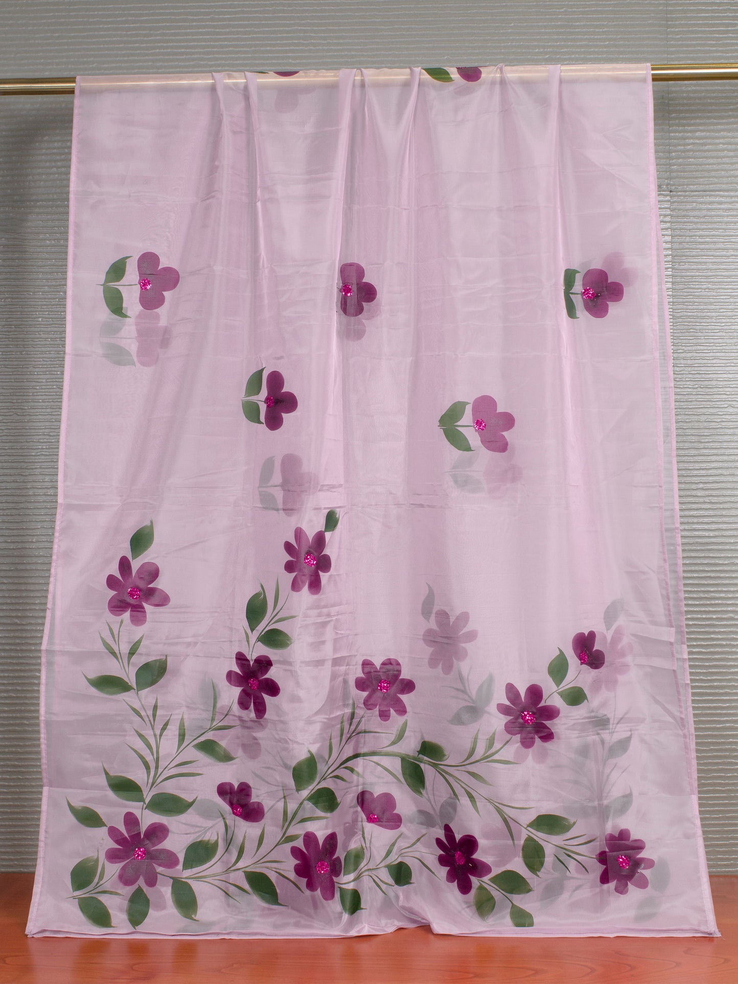 Charming Light Purple Organza Dupatta with Hand-Painted Florals and Elegant Embellished Details - Trinkal 115 Light Purple View 2