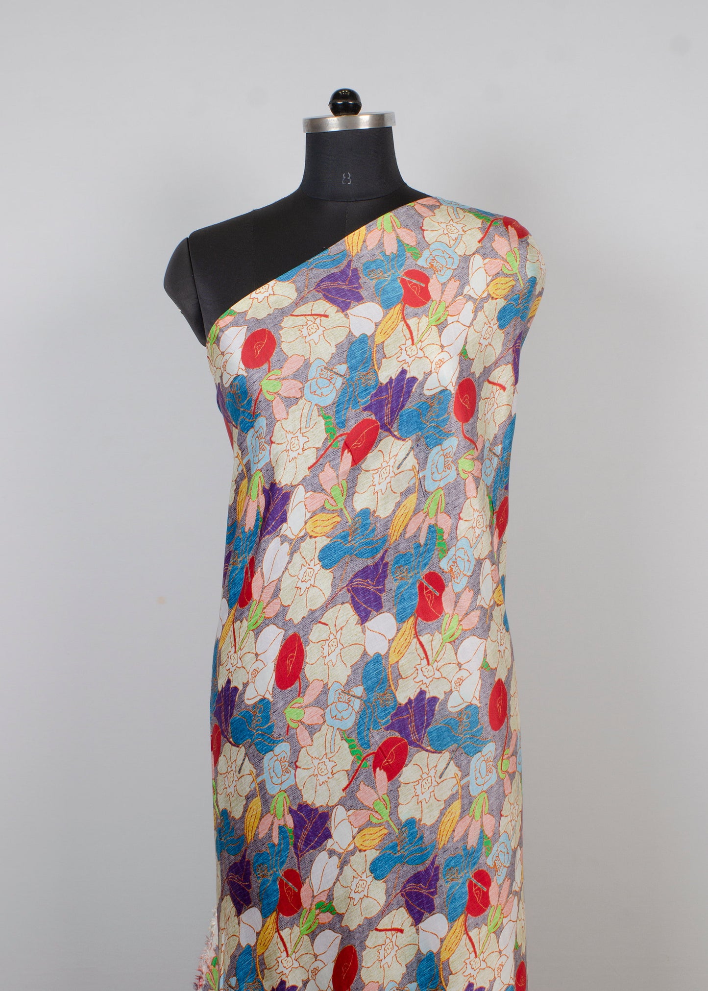 Digitally Printed Pure Modal Silk Fabric Featuring Multicolor Floral Patterns - Pure Modal Silk 1016 Multicolor Modeling 3