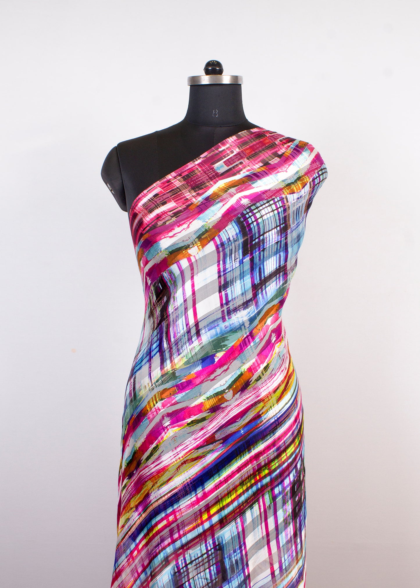 Elegant Abstract Digital Print on Pure Georgette Satin Pattern Fabric - Pure Georgette Satin Pattern 9002 Multicolor Image 3