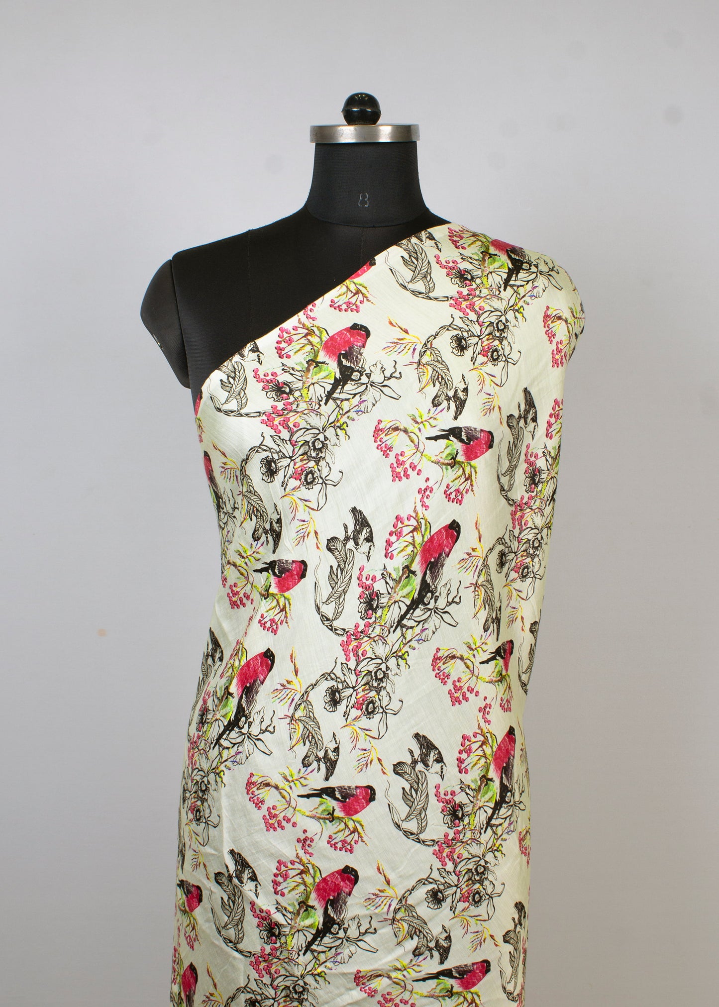 Elegant Light Yellow Pure Modal Silk Fabric Featuring Digital Floral Patterns - Pure Modal Silk 1011 Light Yellow Pose 3