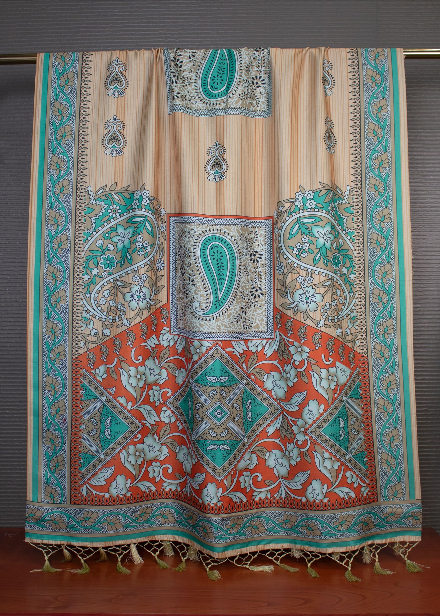 Kalamkari Digital Printed Multicolor Pashmina Dupatta with Stylish Tassel Accents - Pashmina Dupatta 3107 Multicolor 2