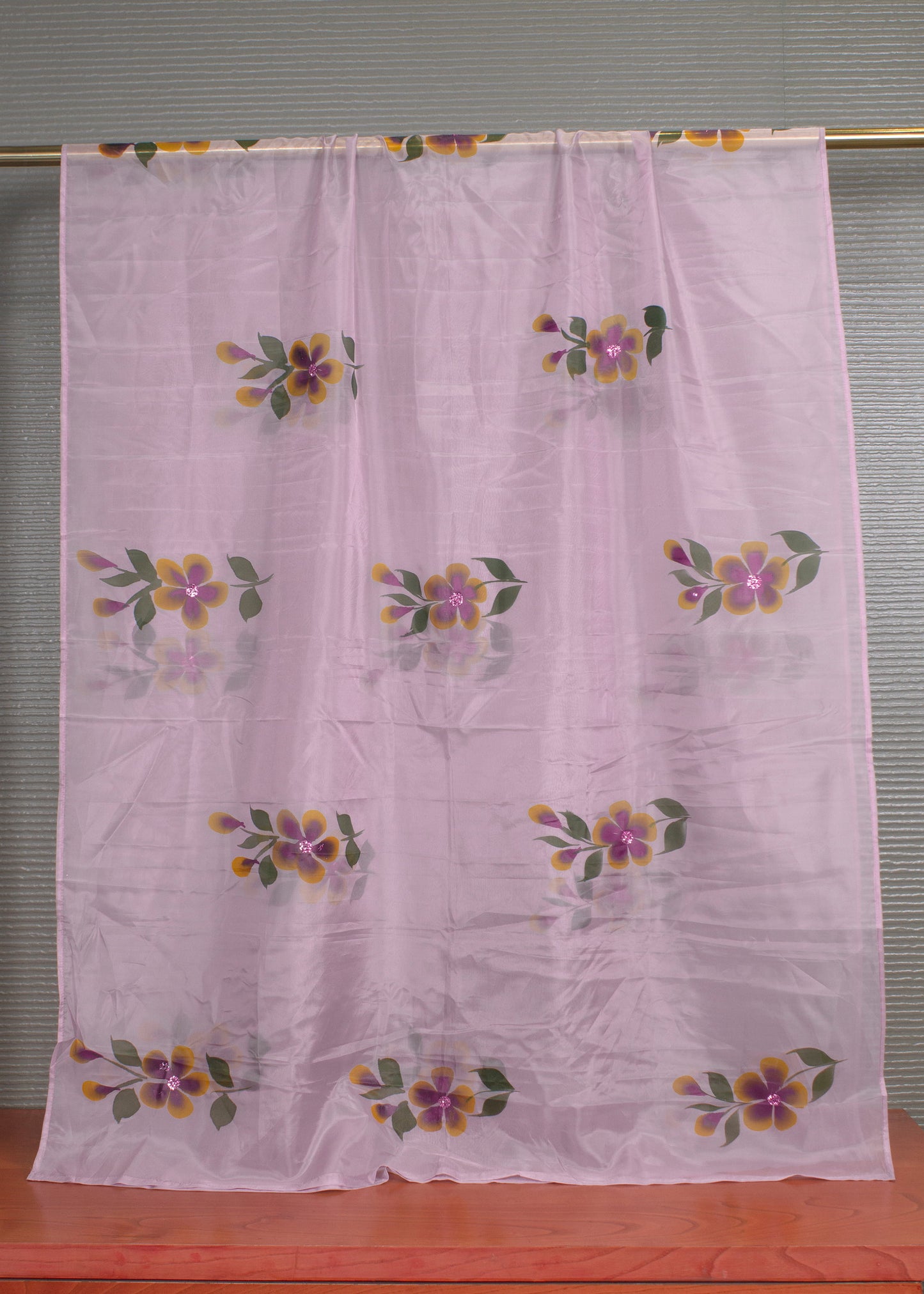 Light Purple Fine Organza Dupatta Adorned with Exquisite Hand-Painted Flowers and Sparkling Embellishments - Trinkal 120 Light Purple Pose 2