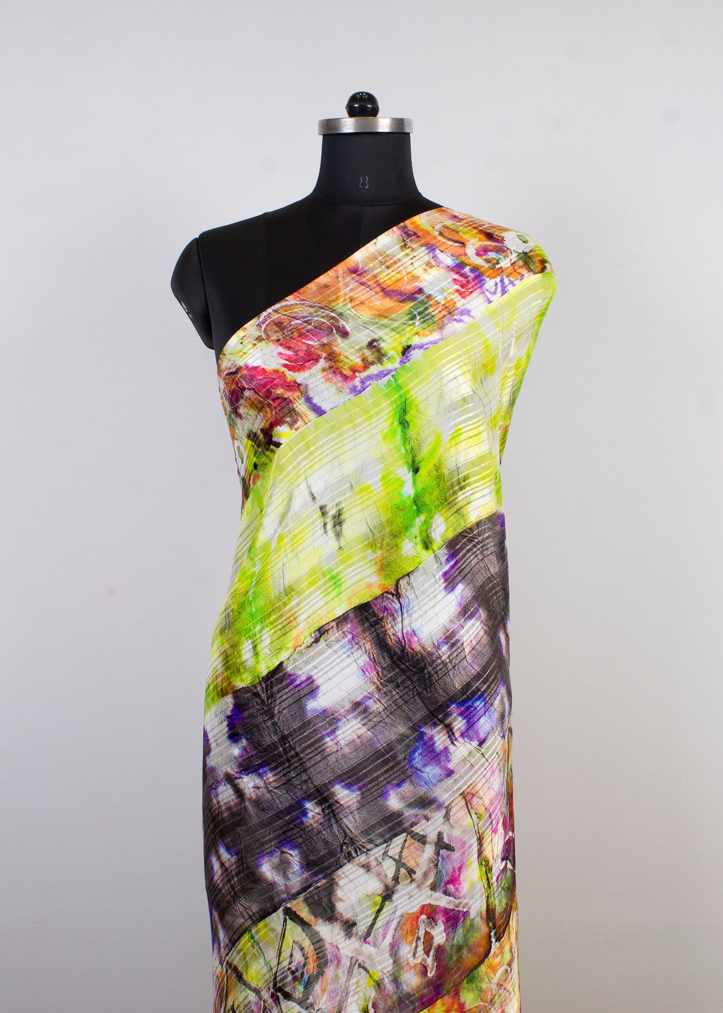 Multicolor Abstract Print Digital Printed Pure Georgette Satin Pattern Fabric - Pure Georgette Satin Pattern 9005 Multicolor Full View