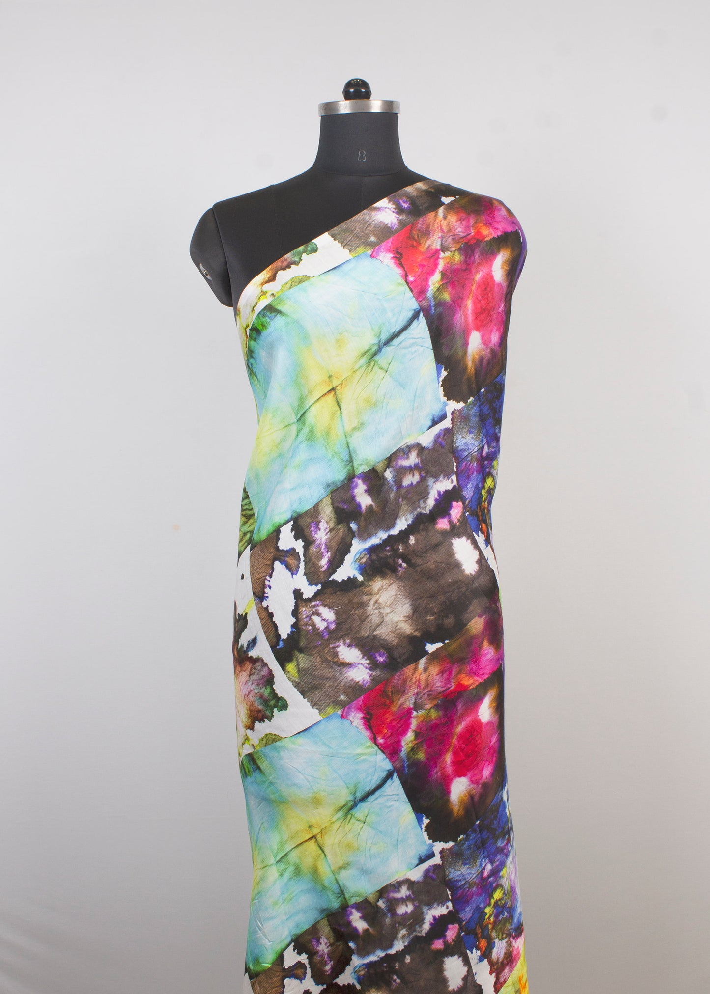 Pure Georgette Satin Pattern Fabric with Multicolor Abstract Digital Print - Pure Georgette Satin Pattern 9001 Multicolor Third Image