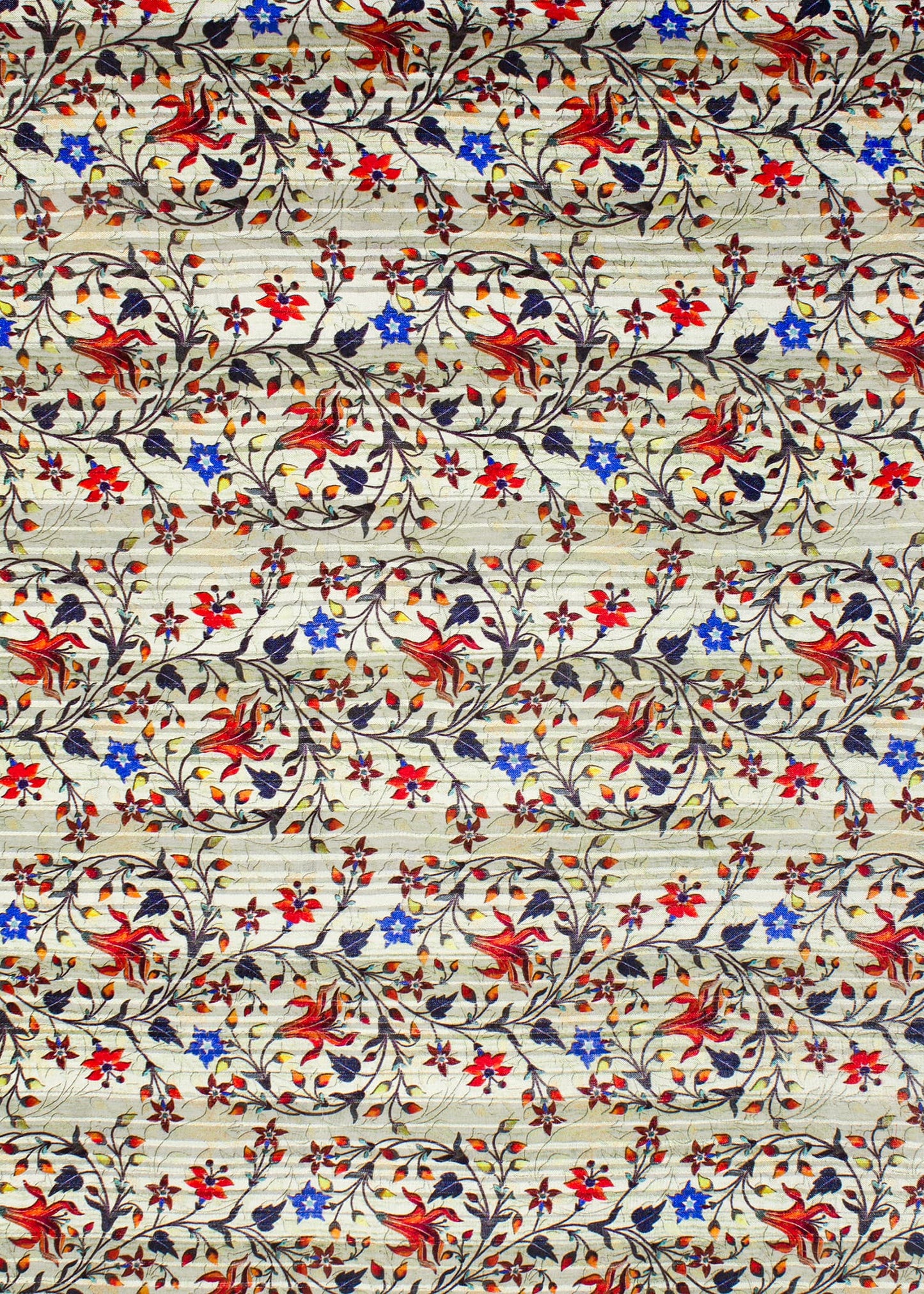 Vibrant Kalamkari Floral Print on Multicolor Digital Printed Soft Georgette Satin Pattern Fabric - Pure Georgette Satin Pattern 9007 Multicolor Pose 2
