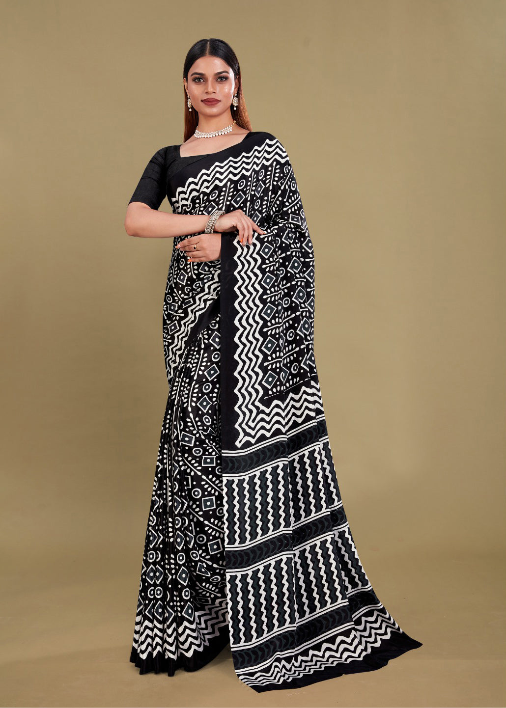 Classic Black Saree with Minimalist Design