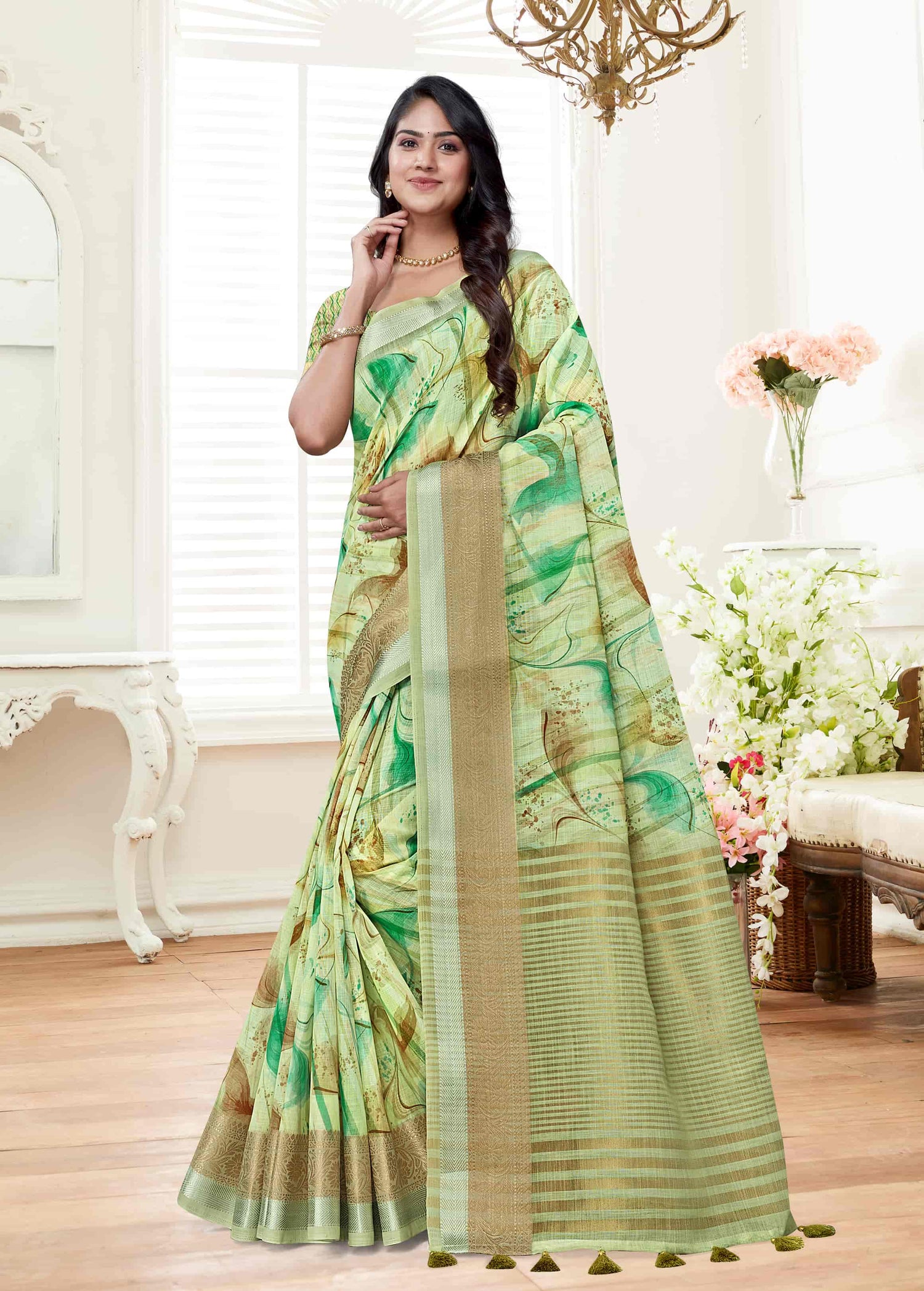 Modern Digital Art Printed Saree for Artistic Appeal