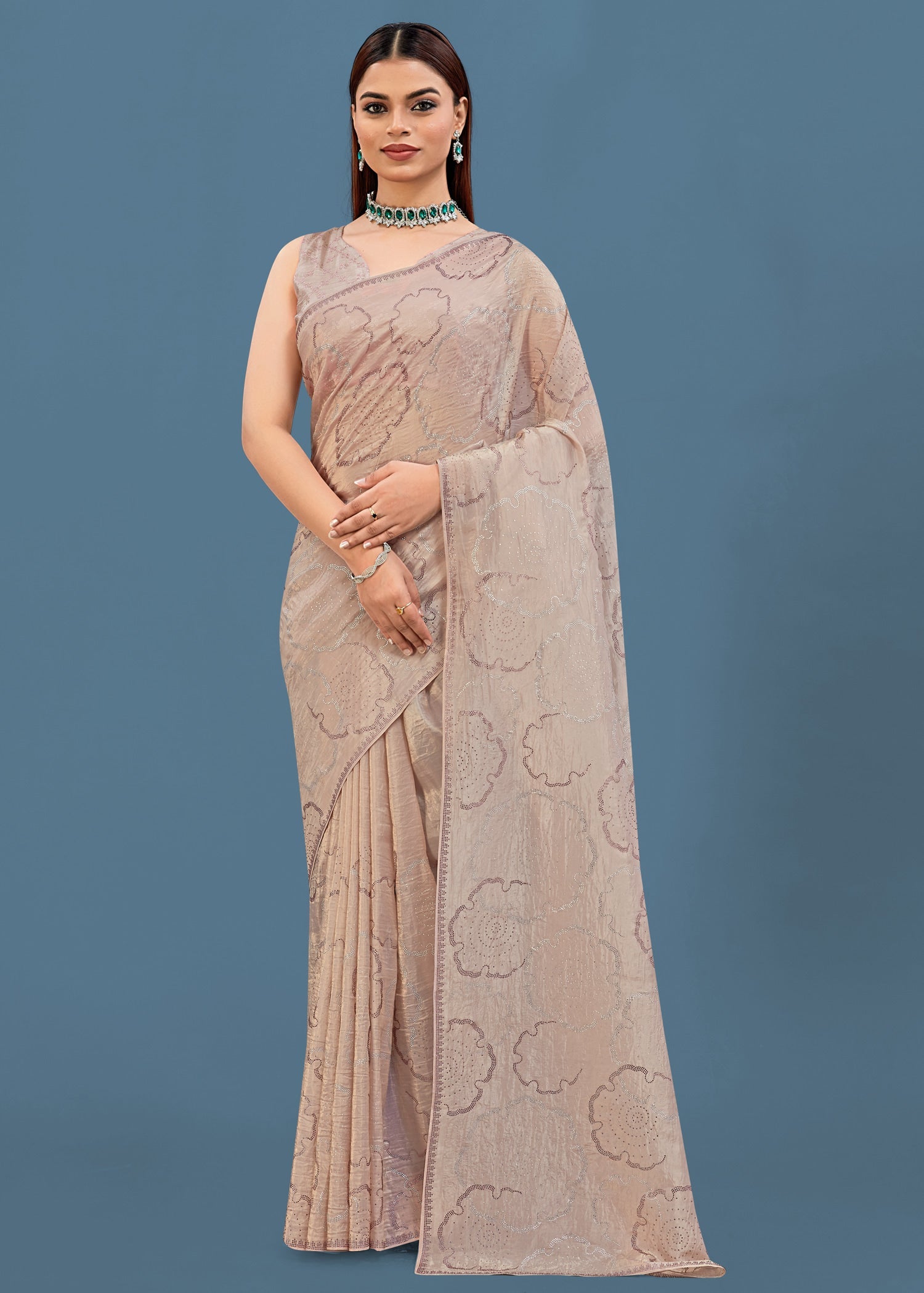 Gorgeous Stonework Embellished Saree: Perfect for Special Occasions
