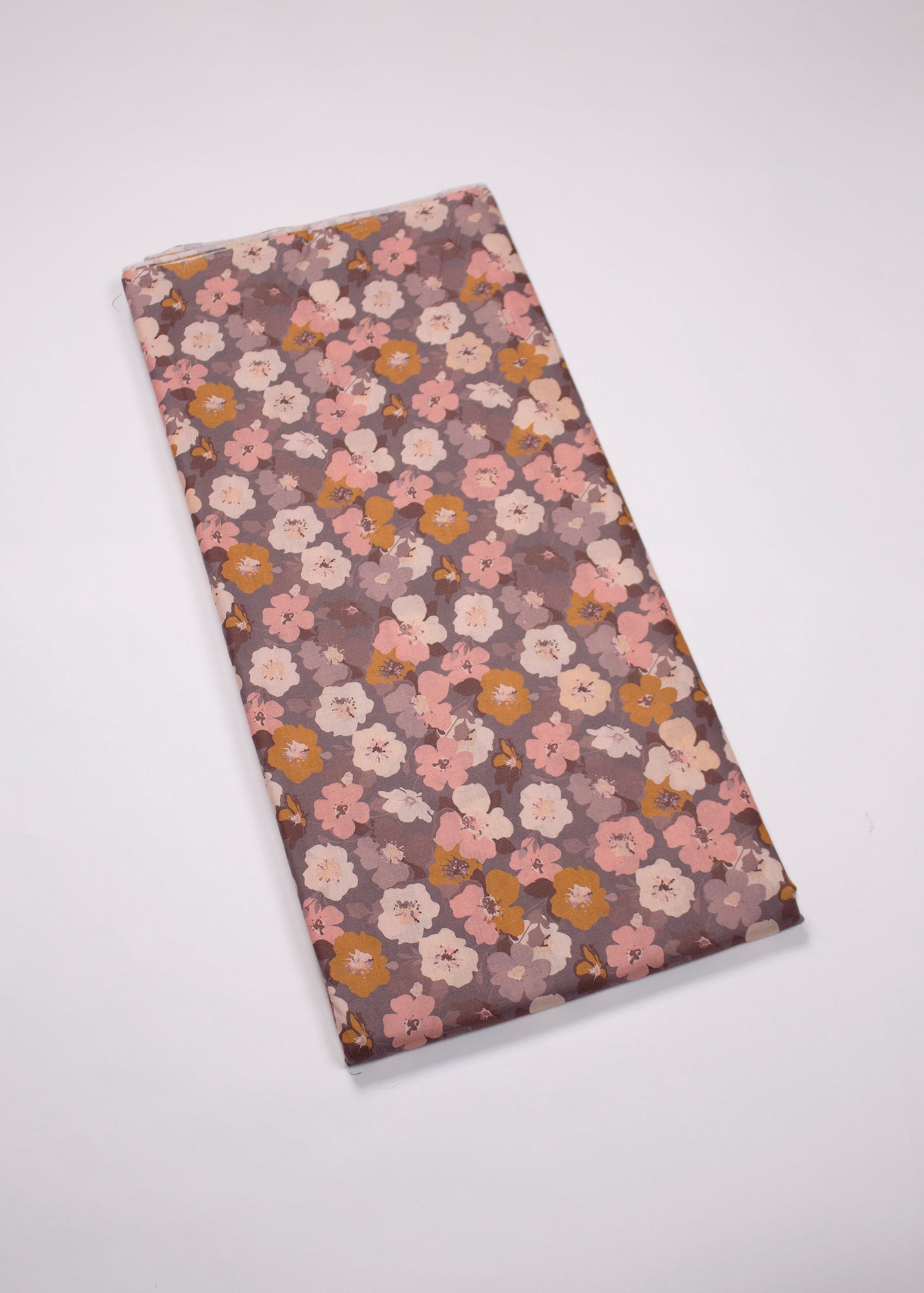 Floral Digital Print on Intense Grey Cotton Linen Fabric - Pure Cotton Linen D.No. 3203 Intense Grey Full View