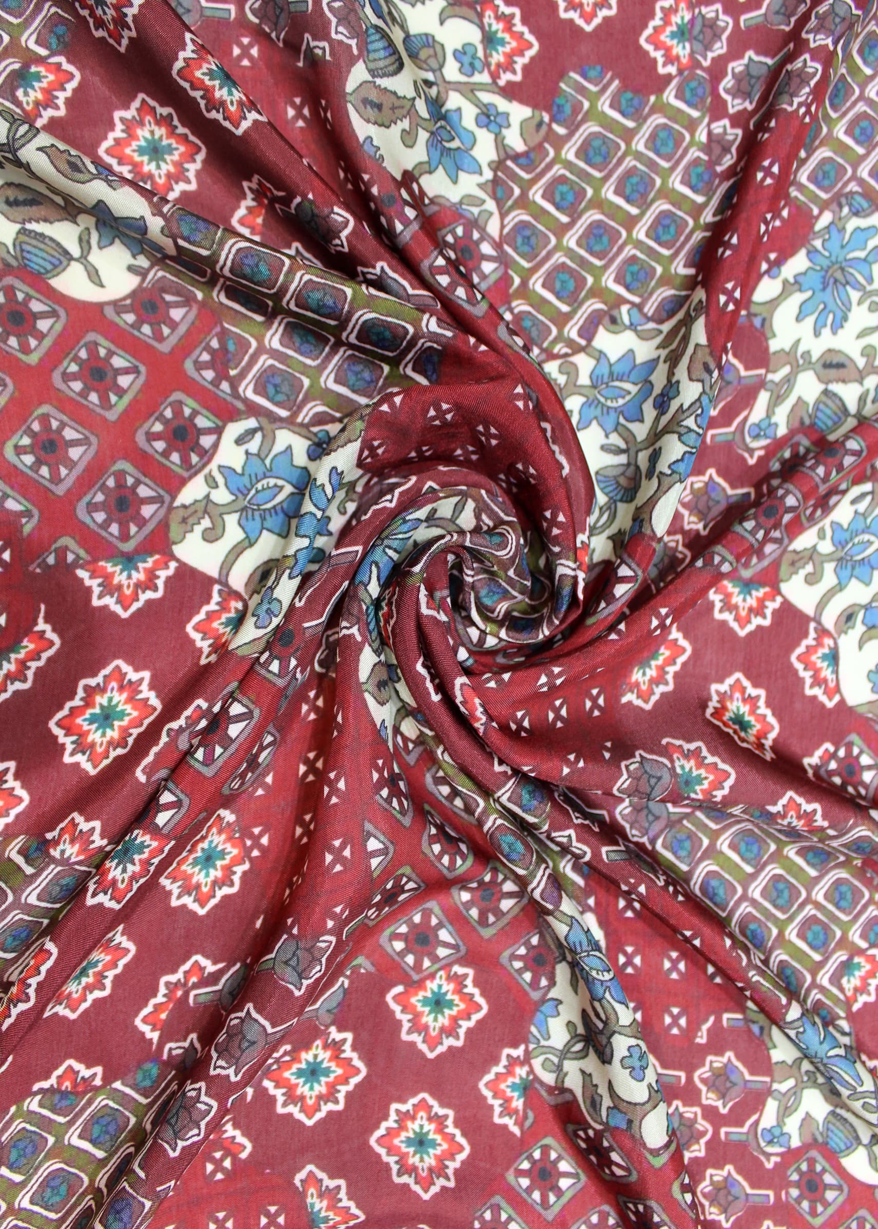 Ajarkh Printed Maroon Pure Modal Silk Fabric - Pure Modal Silk D.No. 1003 Maoon 1