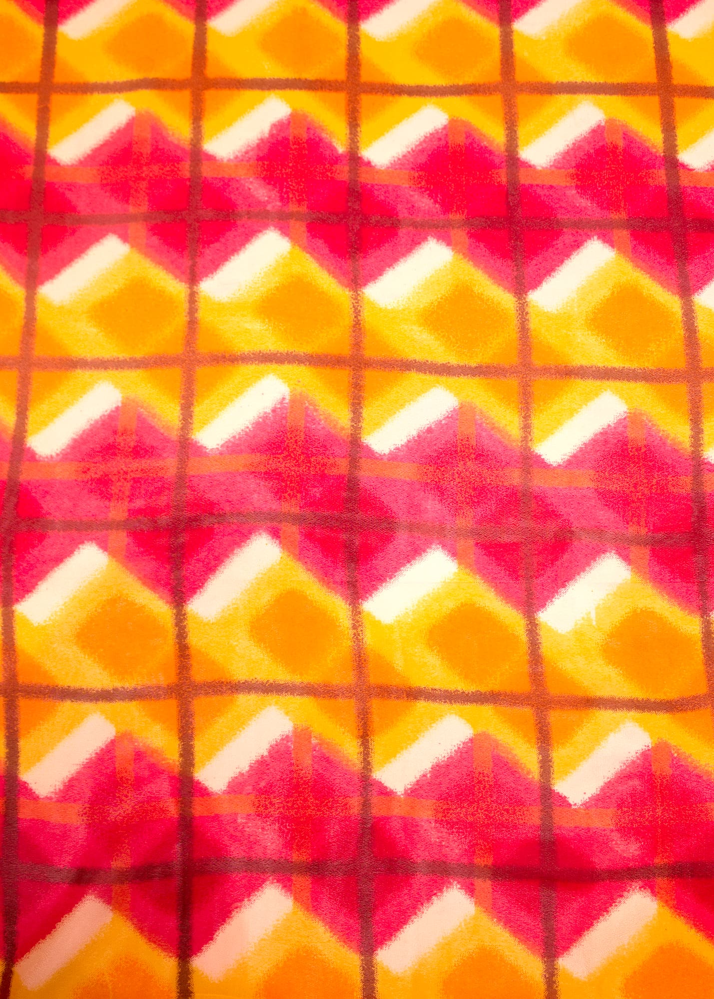 Amber Yellow and Red Abstract Table Print on Pure Viscose Georgette Fabric Image 2