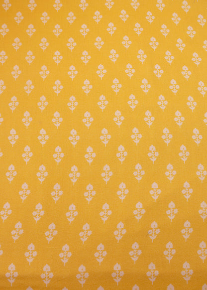 Batik Digital Print on Amber Yellow Pure Cotton Satin Fabric - Pure Cotton Satin D.No. 1703 Amber Yellow 2