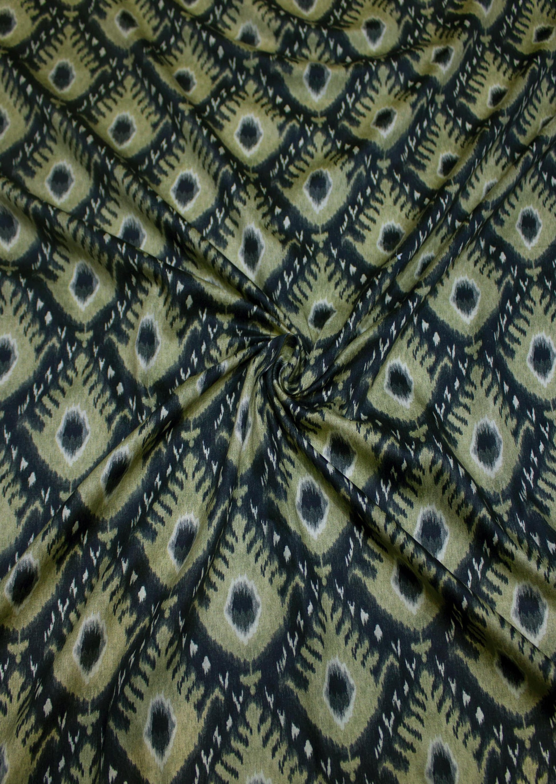 Black Ikat Digital Printed Pure Cotton Fabric - Cotton Fabric D.No. 3061 Black Front Image View