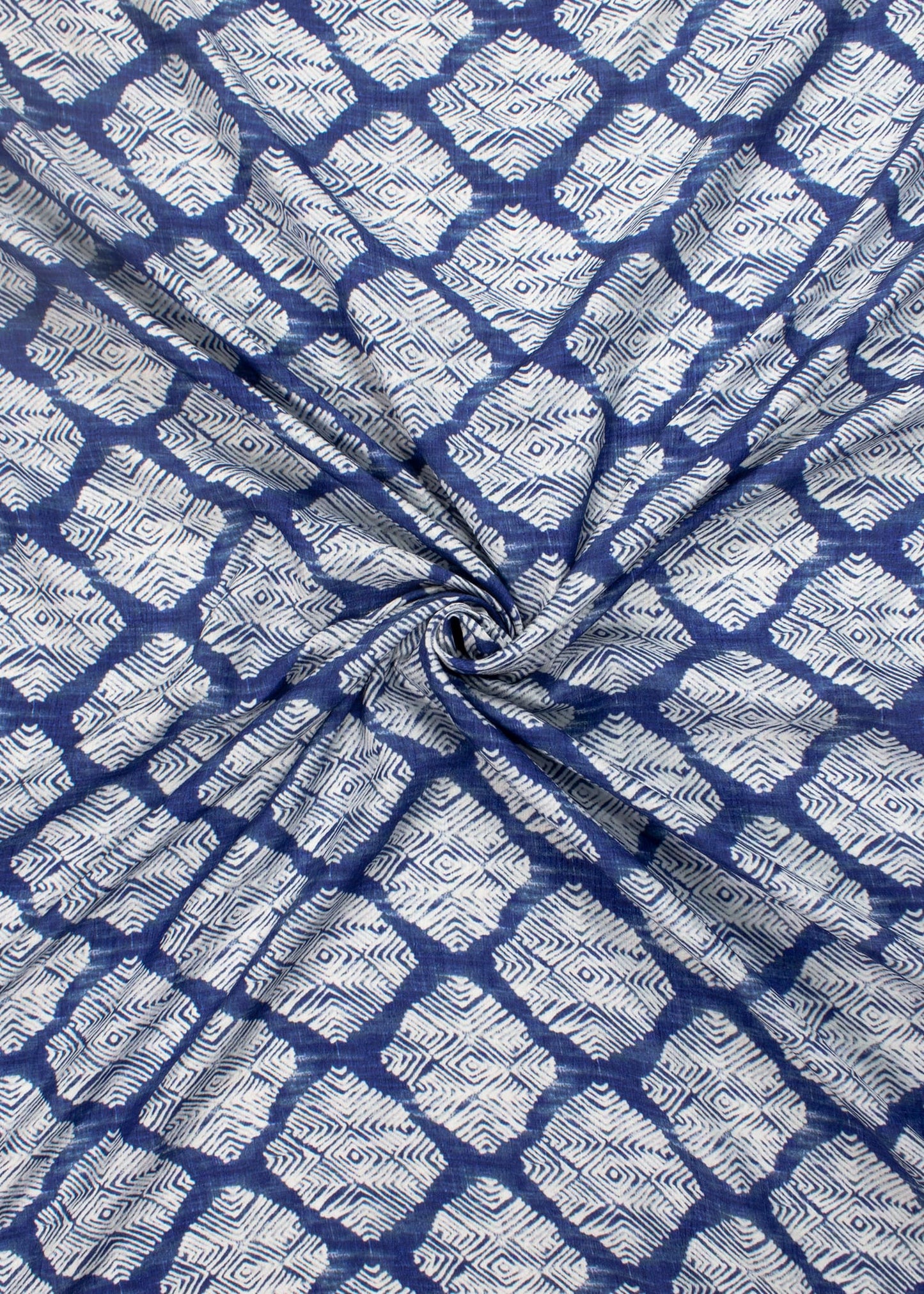 Blue Abstract Aesthetic Motif — Pure Viscose Tissue Silk Designer Fabric - Pure Viscose Tissue Silk 2107 Blue 1