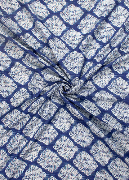 Blue Abstract Aesthetic Motif — Pure Viscose Tissue Silk Designer Fabric - Pure Viscose Tissue Silk 2107 Blue 1