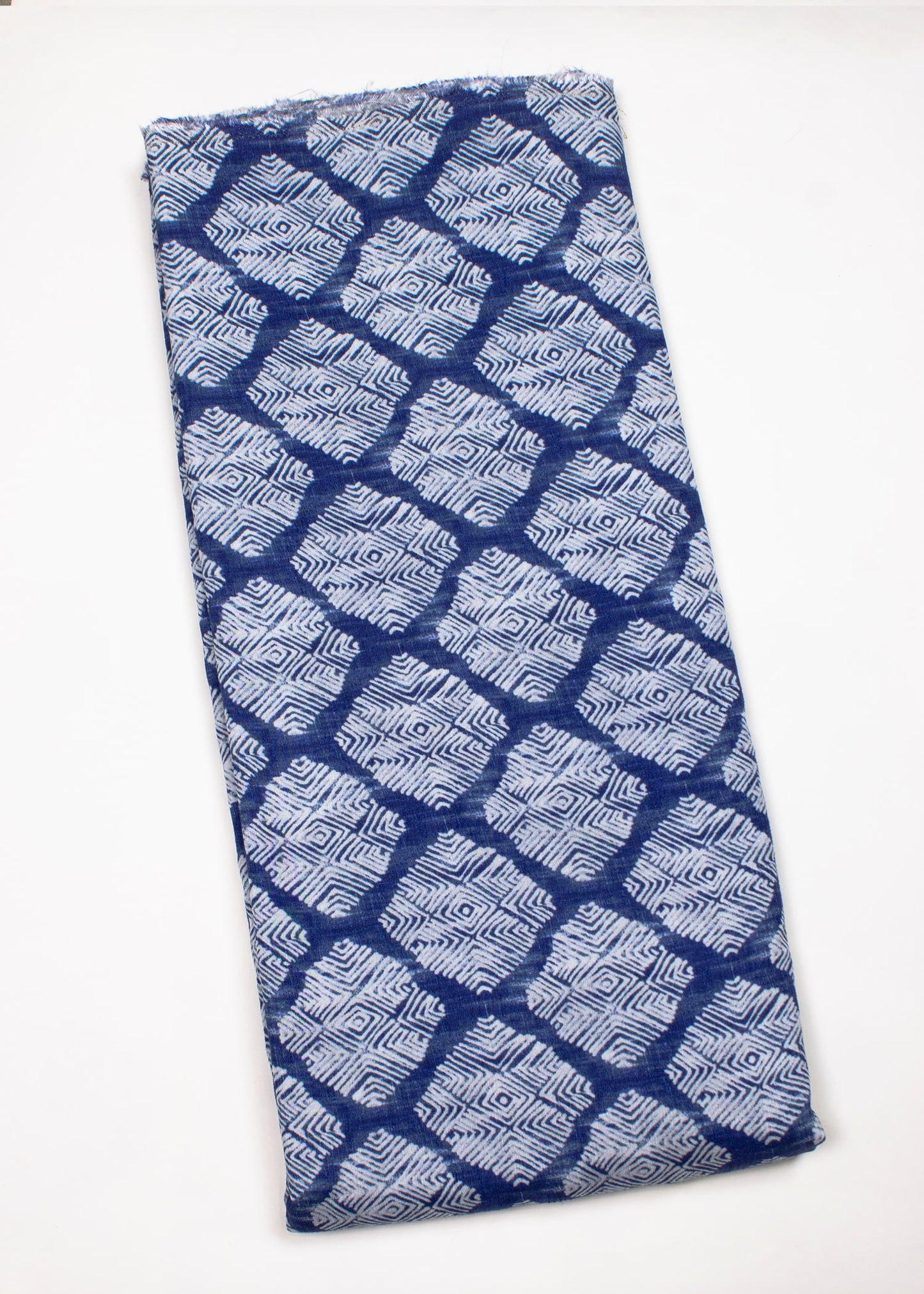 Blue Abstract Aesthetic Motif — Pure Viscose Tissue Silk Designer Fabric - Pure Viscose Tissue Silk 2107 Blue 1