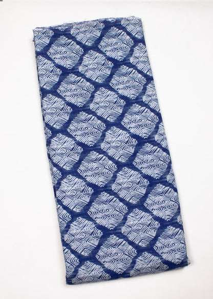 Blue Abstract Aesthetic Motif — Pure Viscose Tissue Silk Designer Fabric - Pure Viscose Tissue Silk 2107 Blue 1