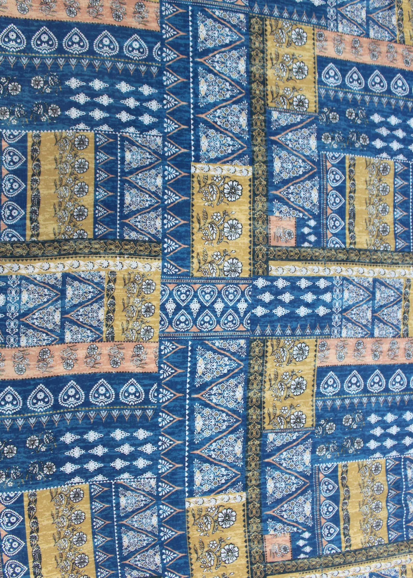 Blue Ajrakh Digital Printed Modal Silk Fabric - Modal Silk D.No. 1004 Blue 1 Second Image