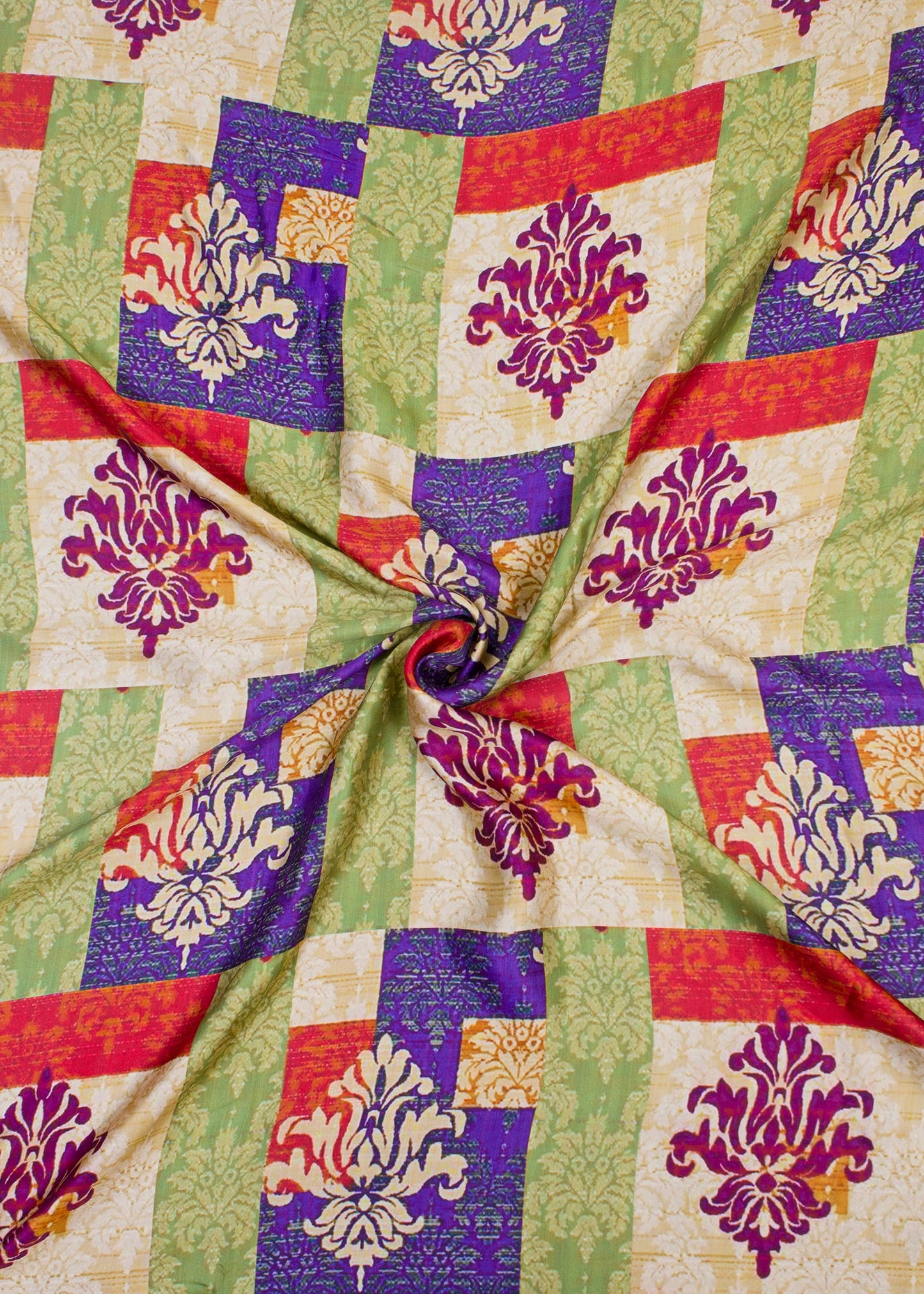 Contemporary Batik Digital Print on Premium Multicolor Modal Silk Fabric - Pure Modal Silk 1018 Multicolor 1