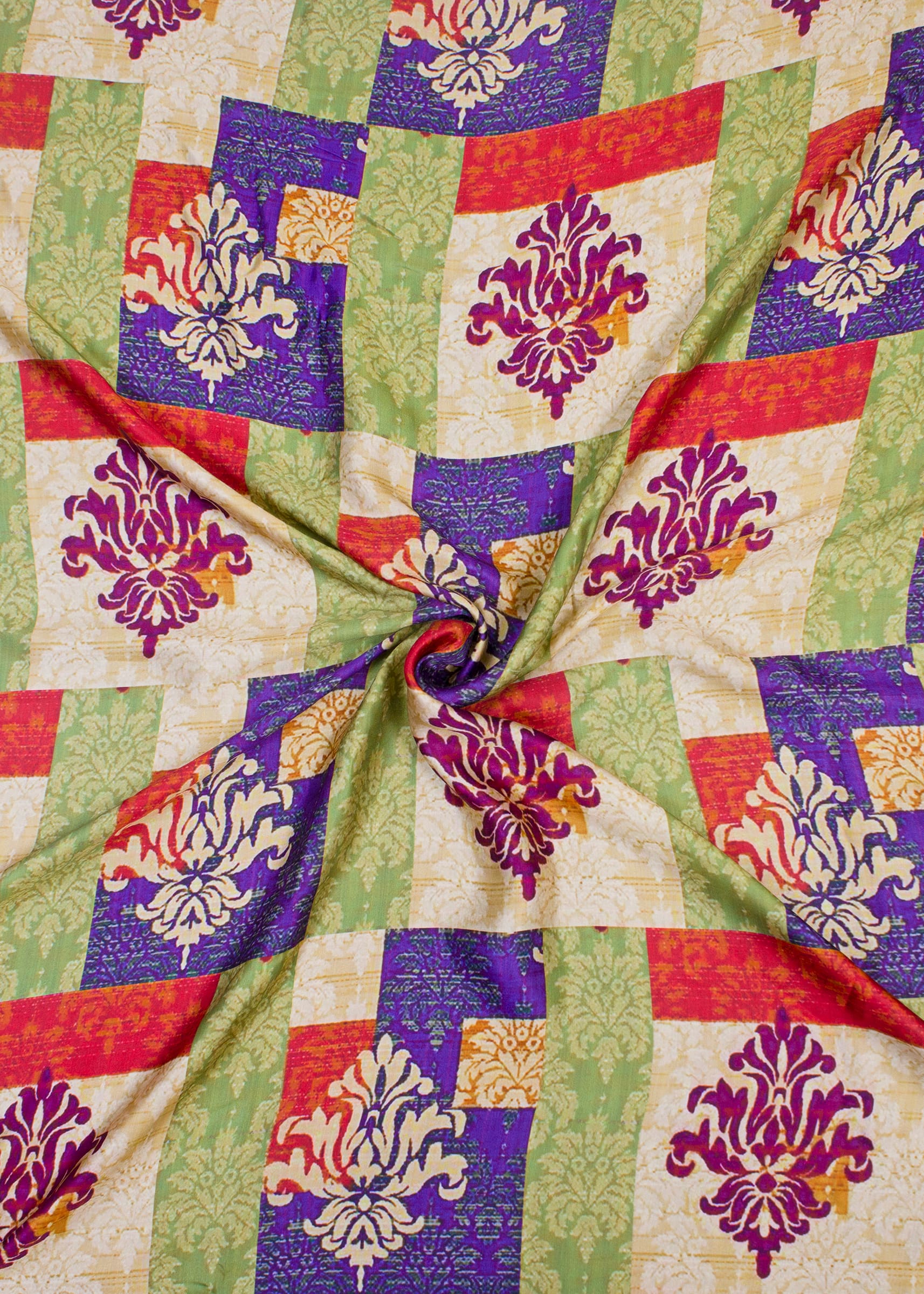 Contemporary Batik Digital Print on Premium Multicolor Modal Silk Fabric - Pure Modal Silk 1018 Multicolor 1