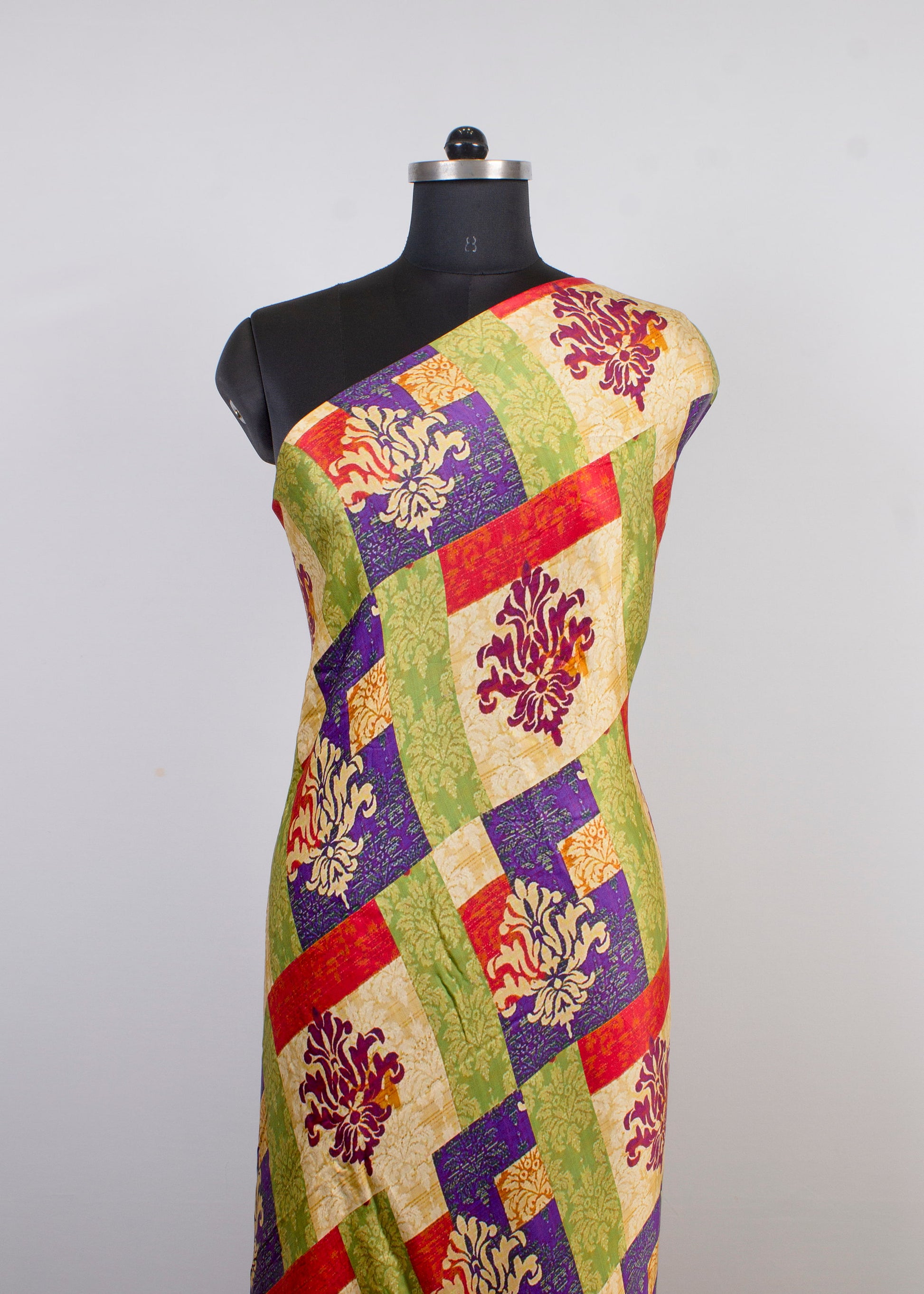 Contemporary Batik Digital Print on Premium Multicolor Modal Silk Fabric - Pure Modal Silk 1018 Multicolor 3