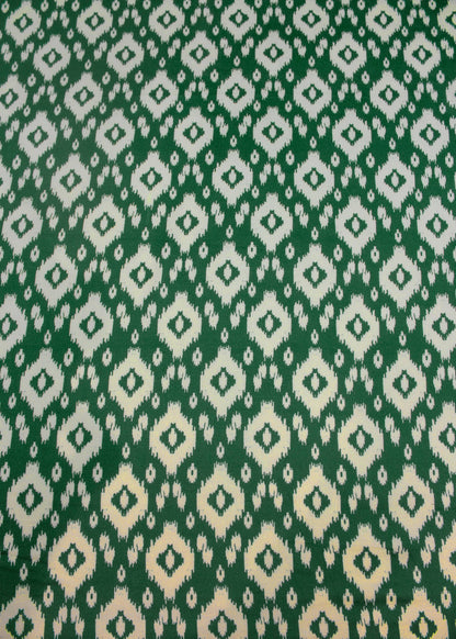 Cotton Bottle Green Ikat Digital Printed Fabric - Cotton Fabric D.No. 3011 Bottle Green Zoom Image