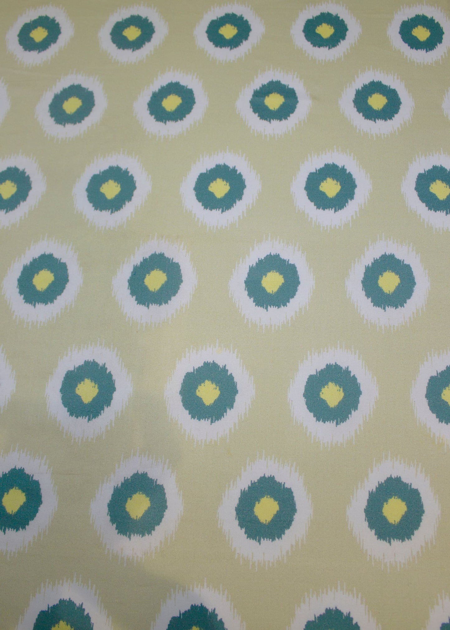 Cream Pure Cotton Ikat Polka Dot Printed Fabric - Cotton Fabric D.No. 3021 Cream Side Image