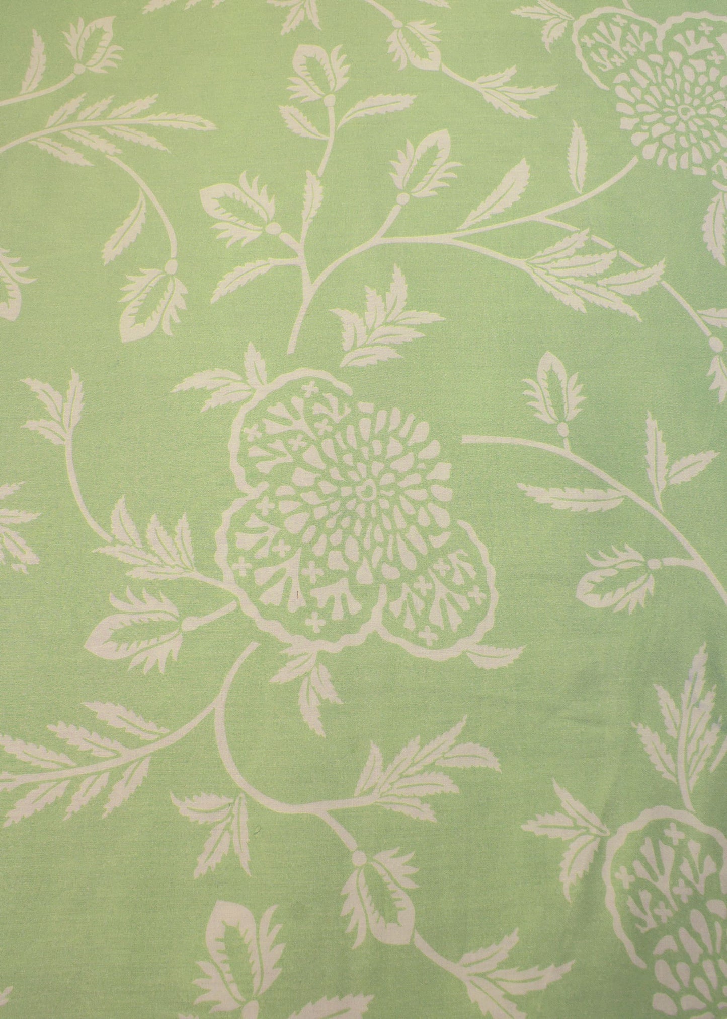 Designer Floral Digital Print on Pista Green Pure Cotton Satin Fabric - Pure Cotton Satin D.No. 1706 Pista Green Full View Image