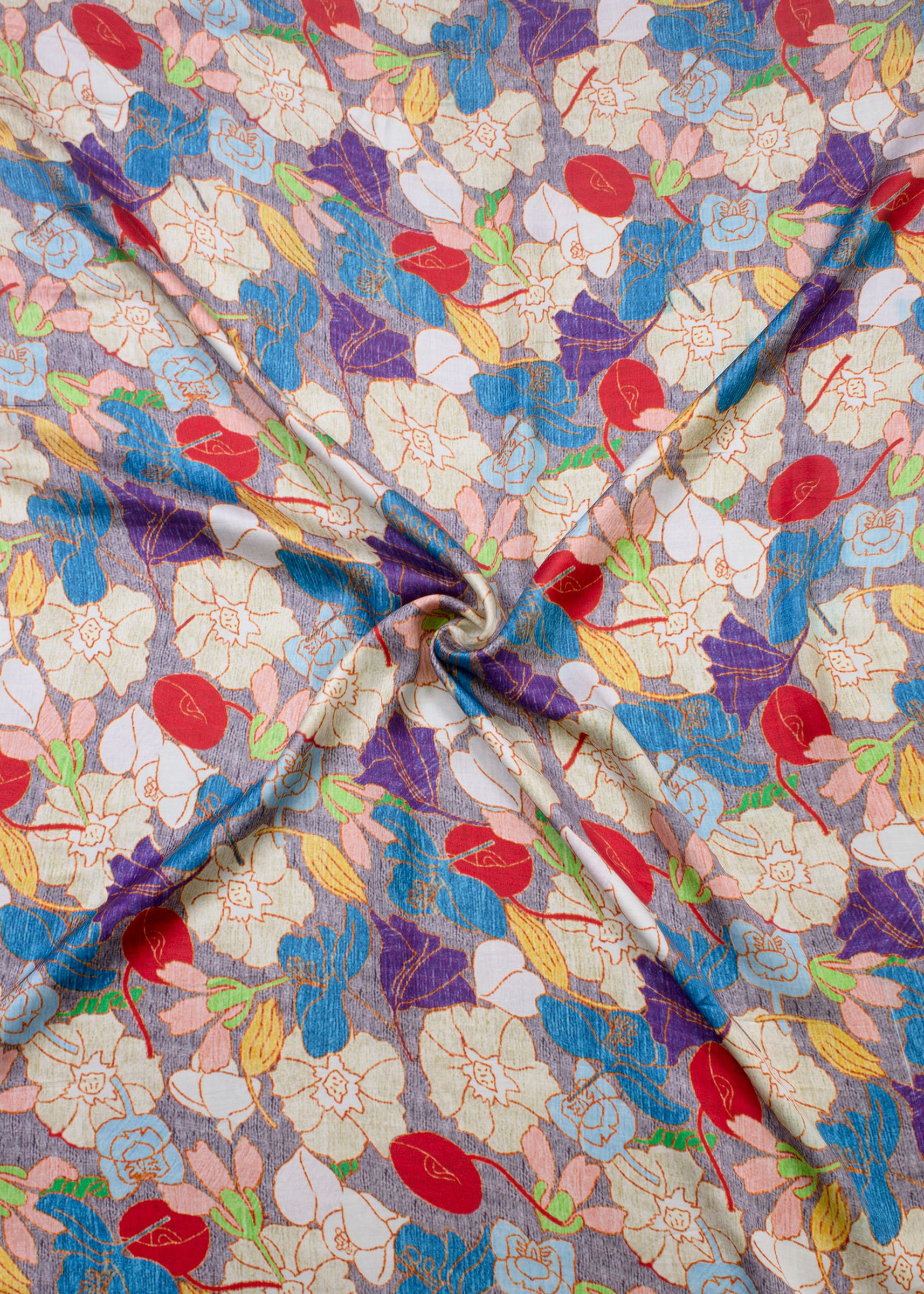 Digitally Printed Pure Modal Silk Fabric Featuring Multicolor Floral Patterns - Pure Modal Silk 1016 Multicolor Modeling 1
