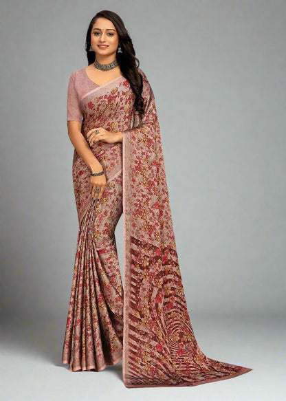 Dusty Pink Soft Fill Saree Featuring Beautiful Floral Prints - Tiny Prints 9108-C Dusty Pink Front Image