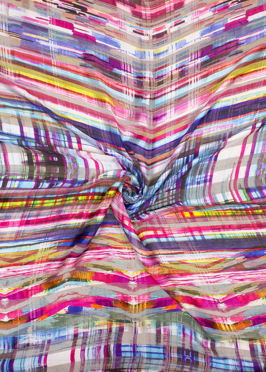 Elegant Abstract Digital Print on Pure Georgette Satin Pattern Fabric - Pure Georgette Satin Pattern 9002 Multicolor Image 1