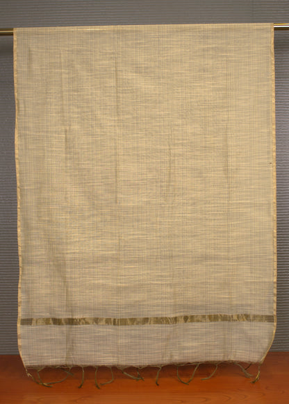 Elegant Sand Khadi Handwoven Dupatta with a Woven Zari Accent - Handwoven 8702 Sand Pose 2