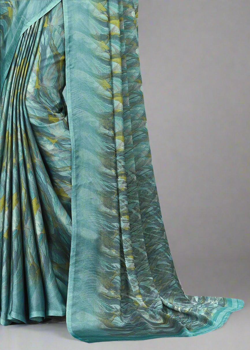 Elegant Light Blue Georgette Saree Adorned with Abstract Design - Tiny Prints 9122-A Light Blue Modeling 3