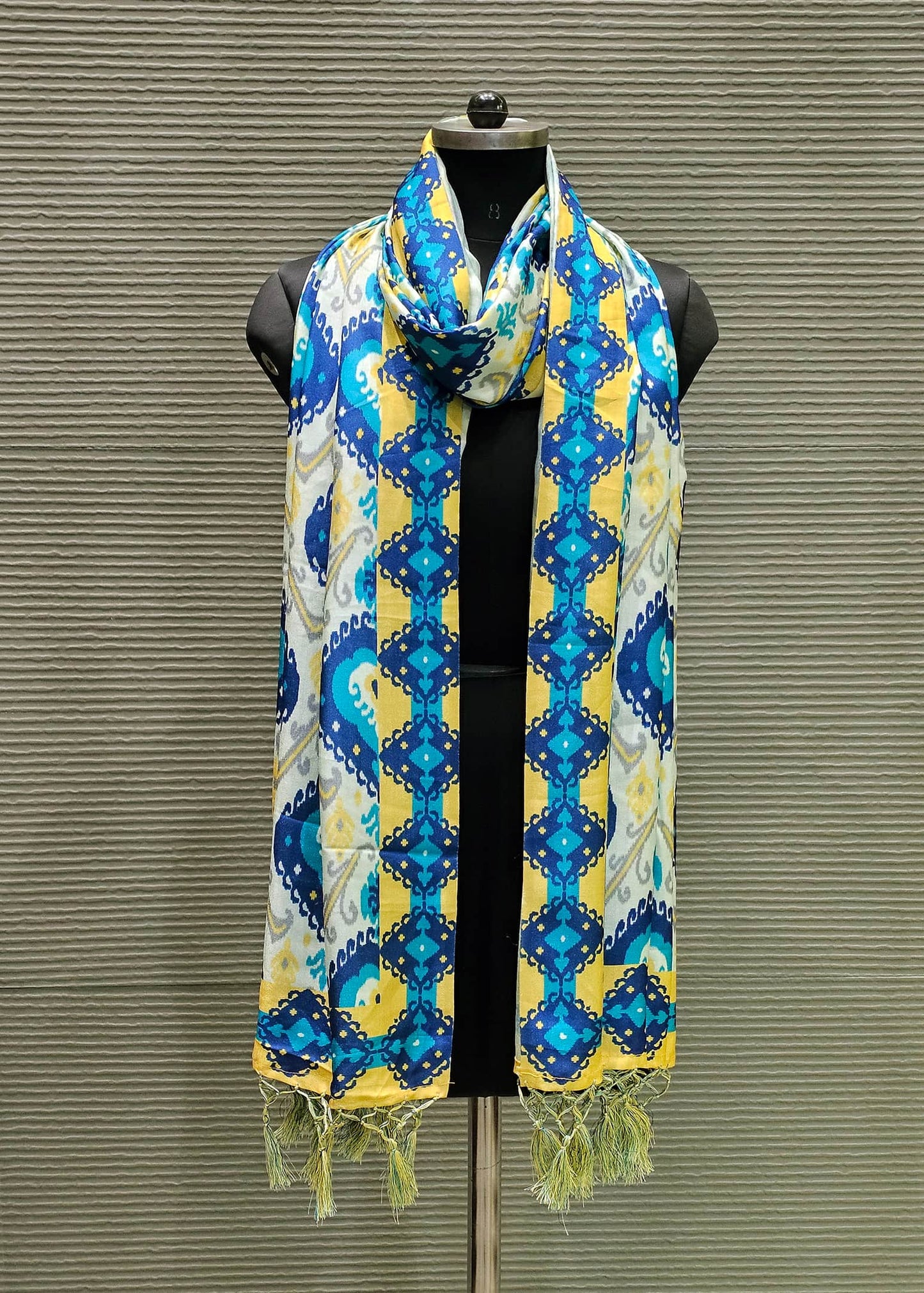 Firozi Pashmina Dupatta Wth Motif Digital Print - Pashmina Dupatta D. No. 3104 Firozi Front View Image