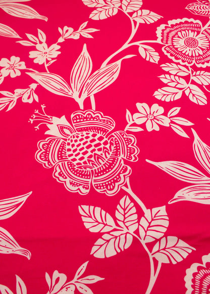 Fuchsia Pink Floral Digital Printed Pure Cotton Satin Fabric - Pure Cotton Satin D.No. 1706 Fuchsia Pink Zoom Image