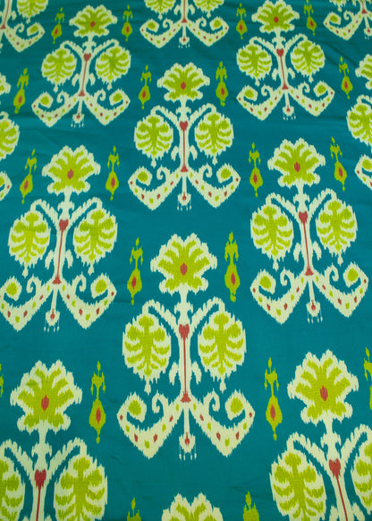 Jungle Green Ikat Printed Soft Cotton Fabric - Cotton Fabric D.No. 3001 Jungle Green Image 2