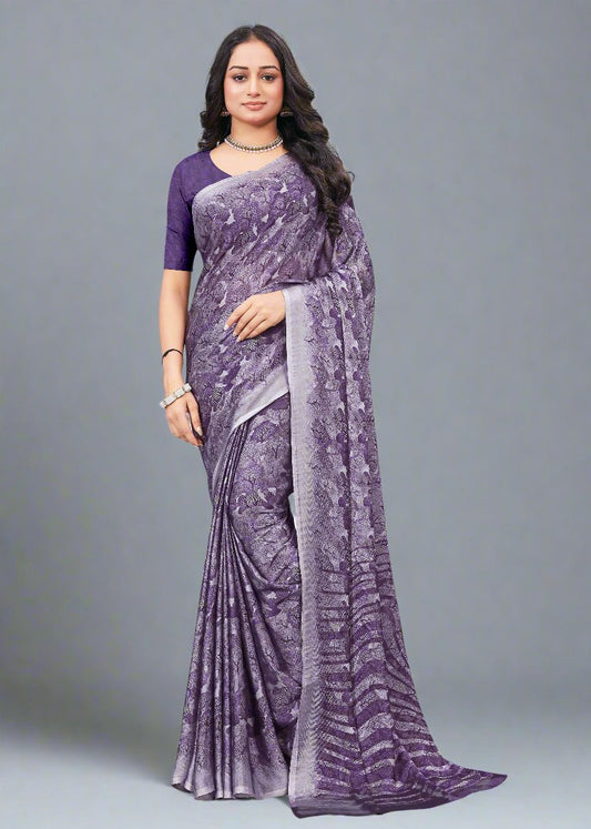 Lavender Georgette Saree with Bold Abstract Pattern - Tiny Prints 9123-A Lavender First Image