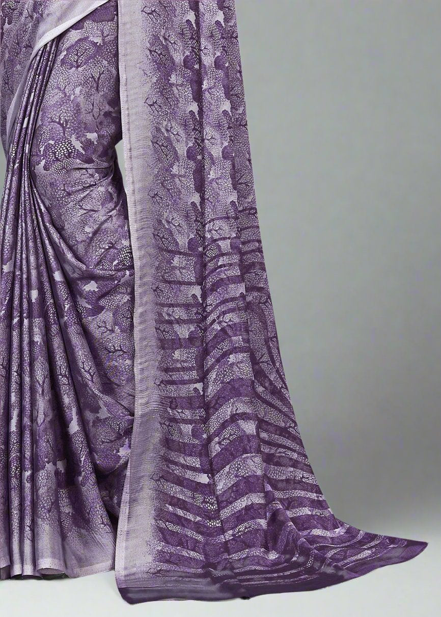 Lavender Georgette Saree with Bold Abstract Pattern - Tiny Prints 9123-A Lavender Third Image