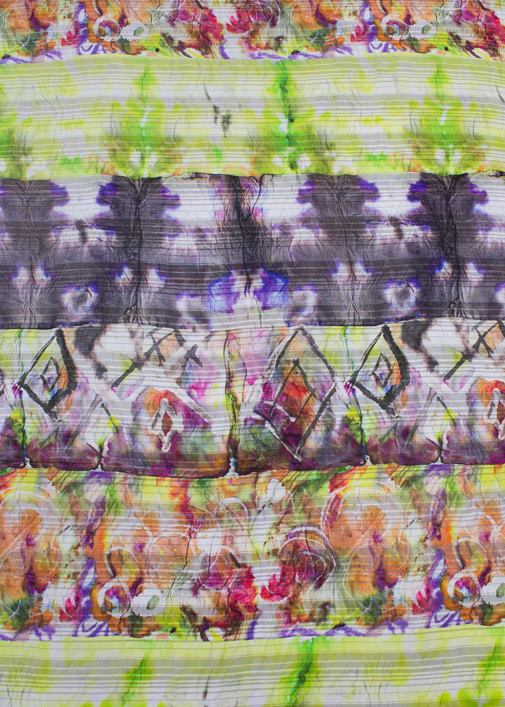 Multicolor Abstract Print Digital Printed Pure Georgette Satin Pattern Fabric - Pure Georgette Satin Pattern 9005 Multicolor Side View