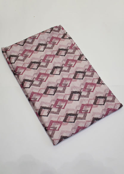 Pastle Pink Ikat Geometric Shape Digital Printed Cotton Fabric - Cotton Fabric D.No. 3031 Pastle Pink Side Image