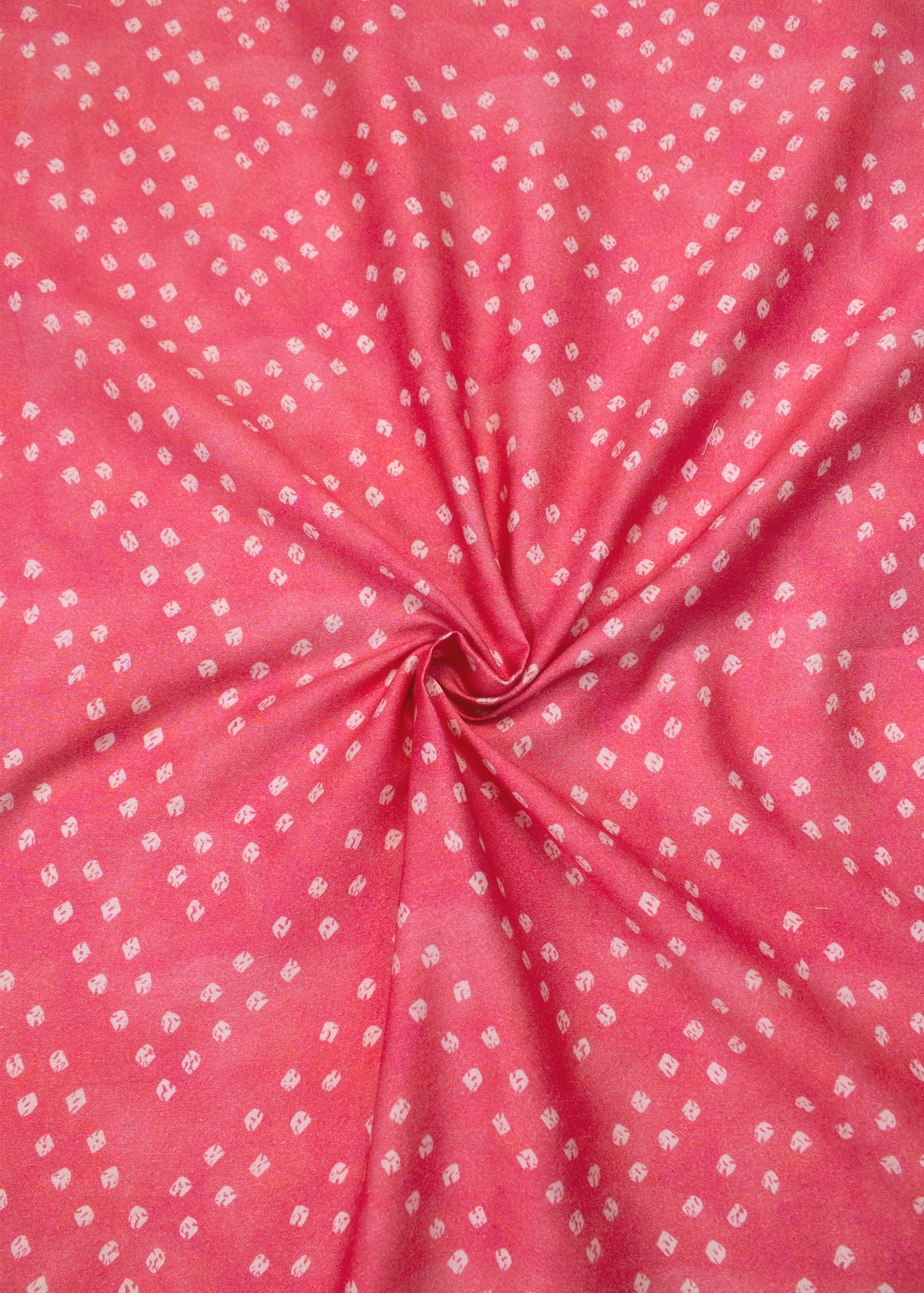 Punch Pink Pure Cotton Satin Fabric With Designer Zig Zag and Bandhej Print - Pure Cotton Satin D.No. 1705 Punch Pink Image 1