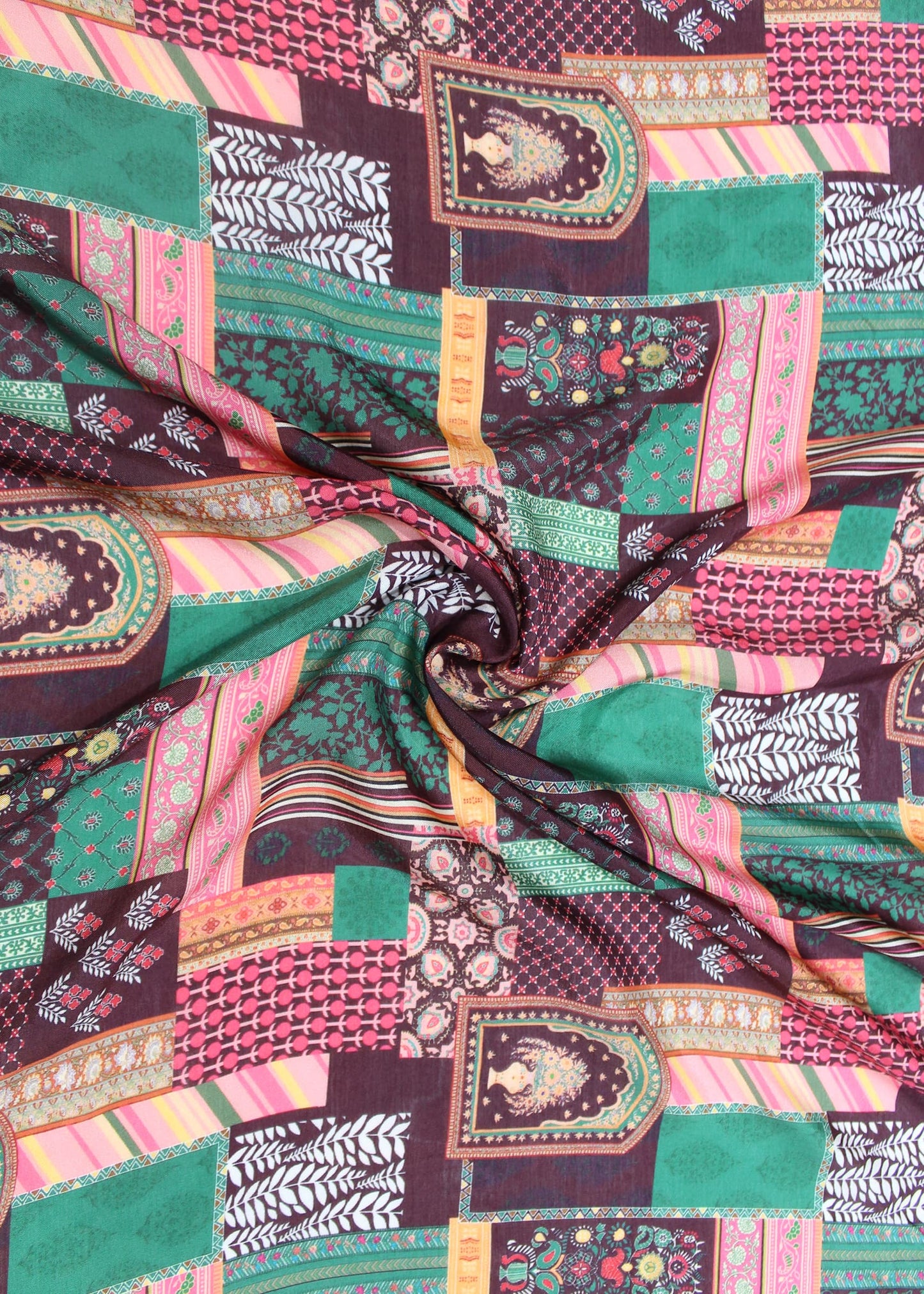 Pure Modal Silk Fabric with Multicolor Ethnic Motif Print - Pure Modal Silk D.No. 1007 Multicolor  Image 1