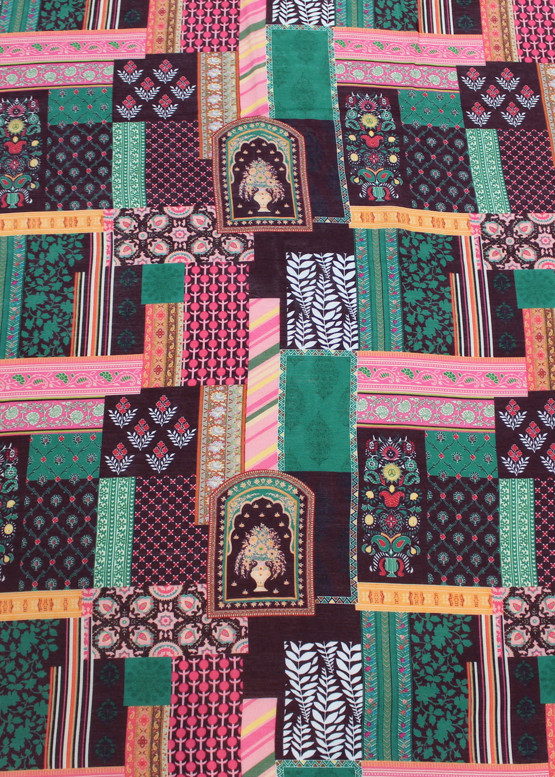 Pure Modal Silk Fabric with Multicolor Ethnic Motif Print - Pure Modal Silk D.No. 1007 Multicolor Second Image