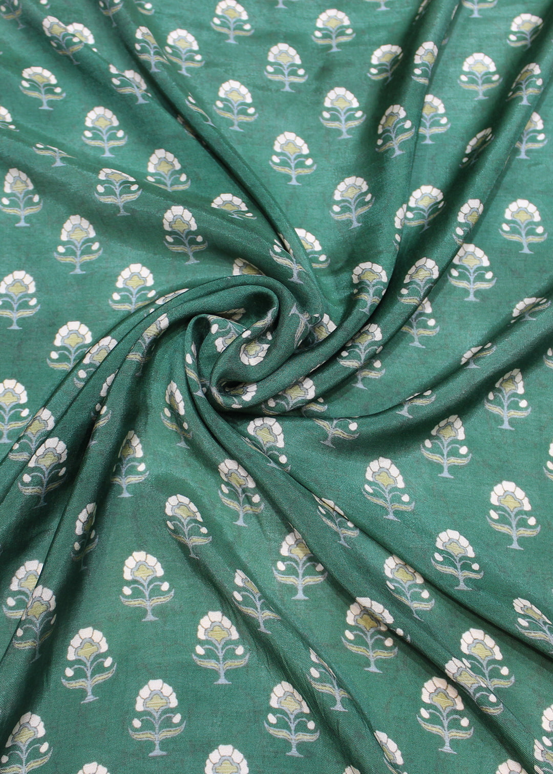 Pure Modal Silk Teal Batik Digital Printed Fabric - Pure Modal Silk D.No. 1002 Teal Front View