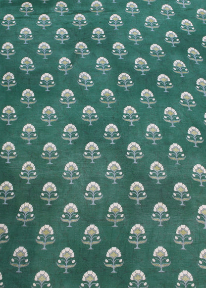 Pure Modal Silk Teal Batik Digital Printed Fabric - Pure Modal Silk D.No. 1002 Teal Full View