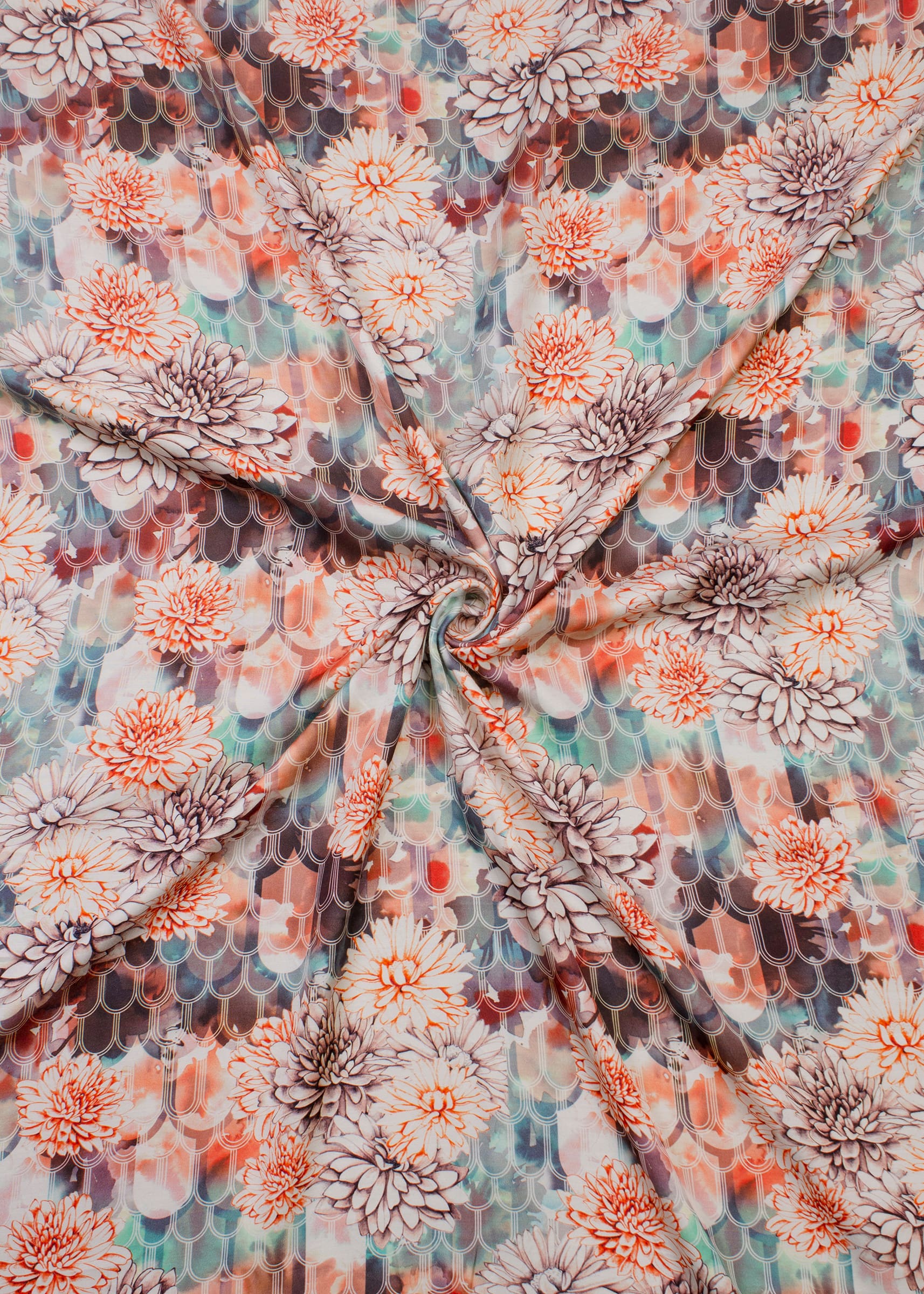 Soft Modal Silk Fabric in Multicolor with Floral Digital Print - Pure Modal Silk 1017 Multicolor First Image