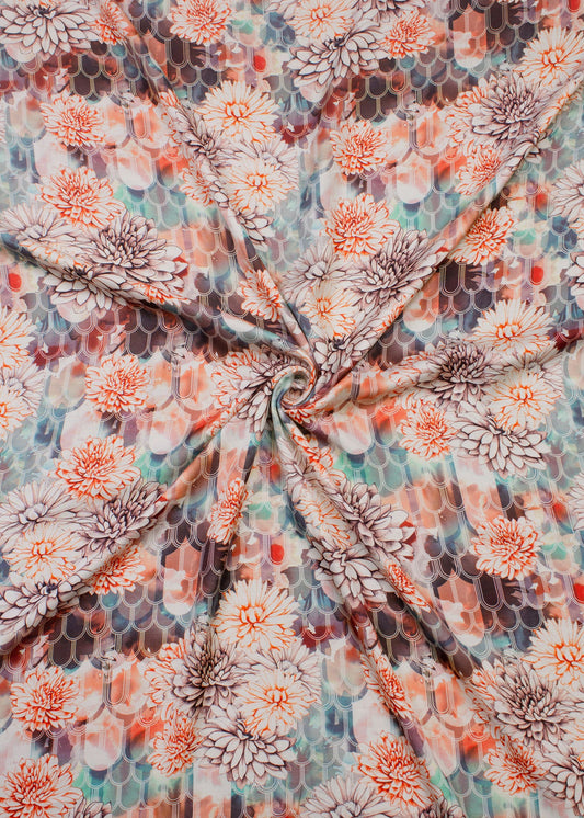 Soft Modal Silk Fabric in Multicolor with Floral Digital Print - Pure Modal Silk 1017 Multicolor First Image