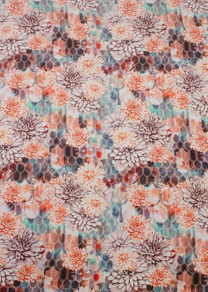Soft Modal Silk Fabric in Multicolor with Floral Digital Print - Pure Modal Silk 1017 Multicolor Second Image